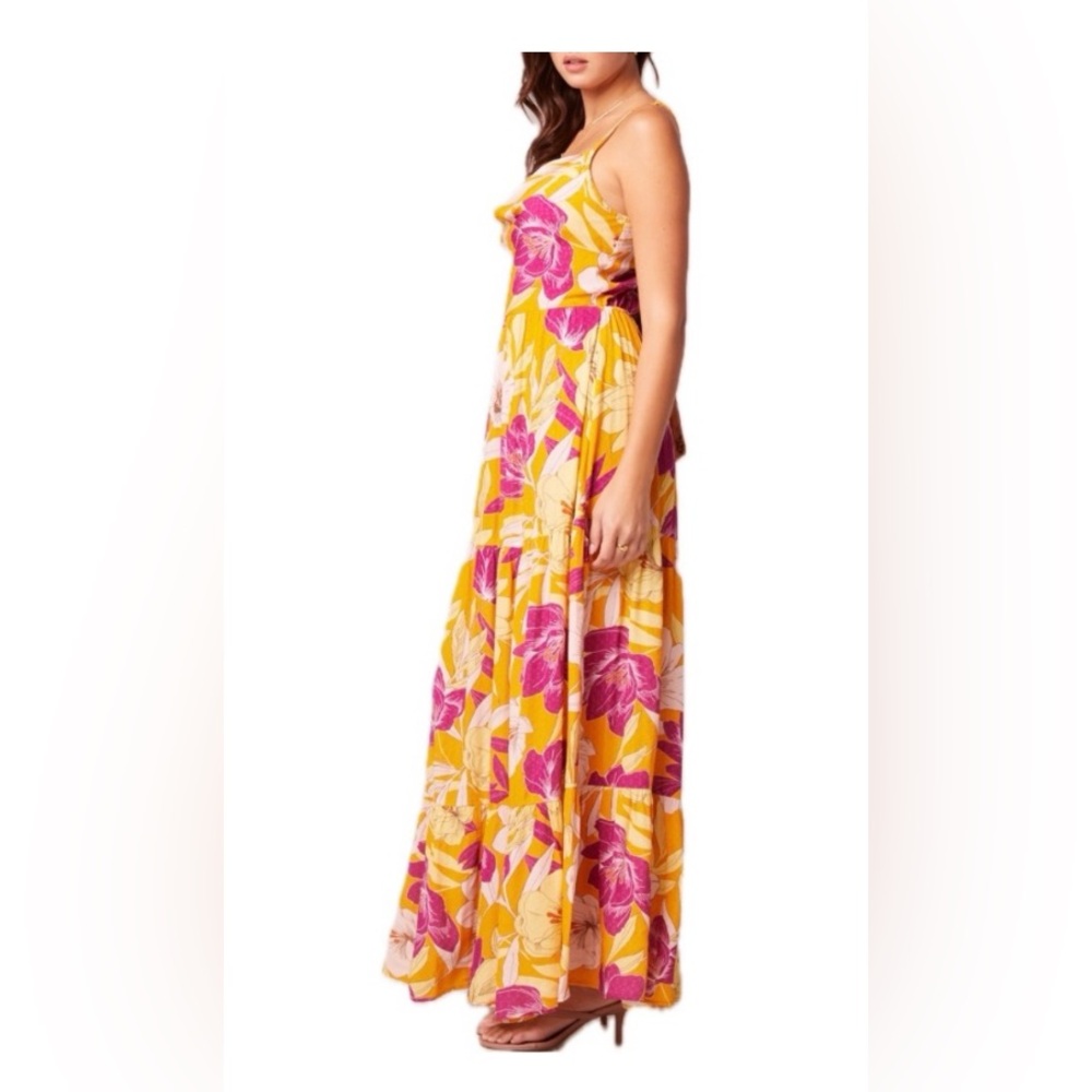 Band of the Free Lovescape Gold Floral Cowl Neck Maxi Dress, NWT size XS - Picture 3 of 6
